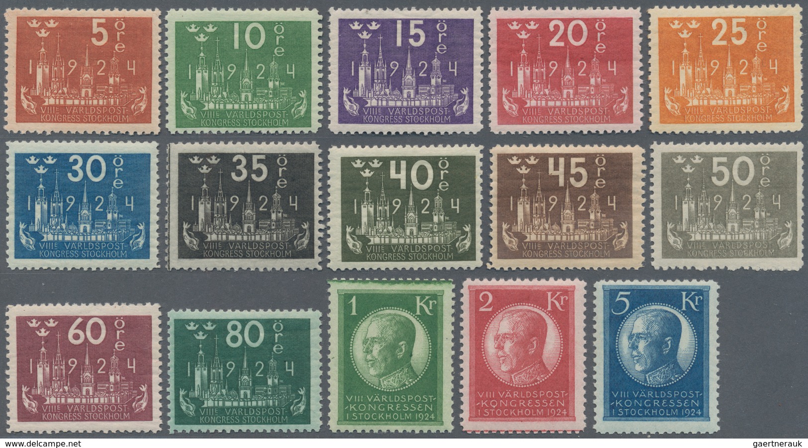 Schweden: 1924 'UPU Congress' Complete Set Of 15, Mint Never Hinged, Fresh And Fine. (Mi. 1300 €) - Used Stamps