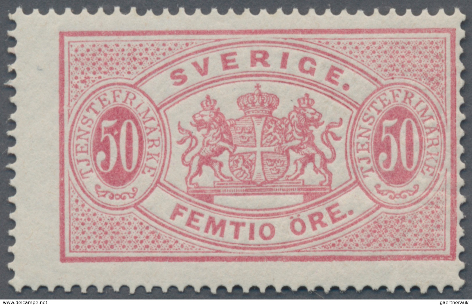 Schweden - Dienstmarken: 1874, 50ö. Red, Perf. 14, Fresh Colour And Well Perforated, Mint Never Hing - Officials