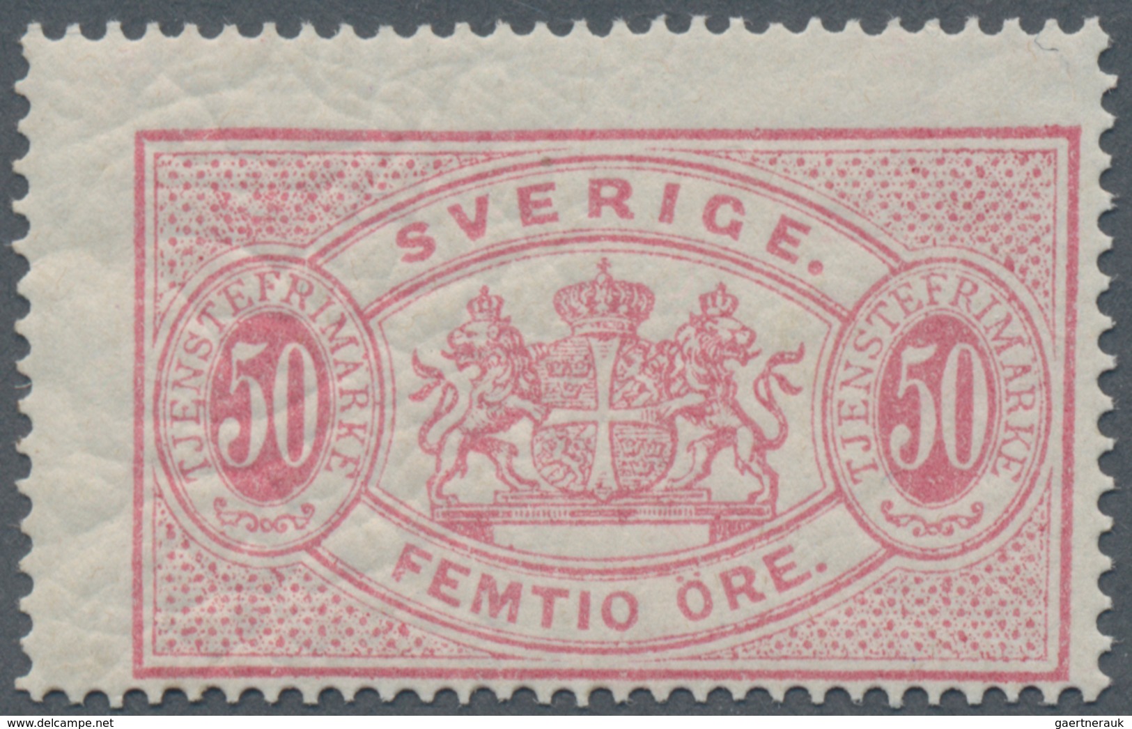 Schweden - Dienstmarken: 1874, 50 Öre Red Mint Never Hinged, Very Rare! - Dienstmarken