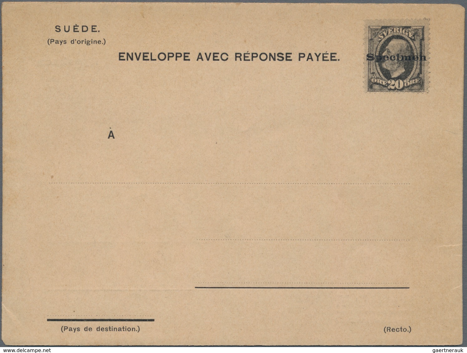 Schweden - Ganzsachen: 1906 Essay For A Postal Stationery Envelope With Reply Part 20+20 Ore Optd. S - Postal Stationery