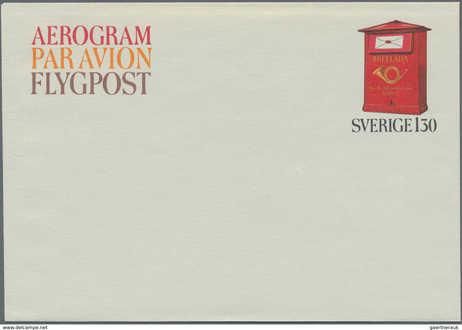 Schweden - Ganzsachen: 1976, A Completely Unprinted Airmail Folded Letter, As Comparison The Normal - Postal Stationery