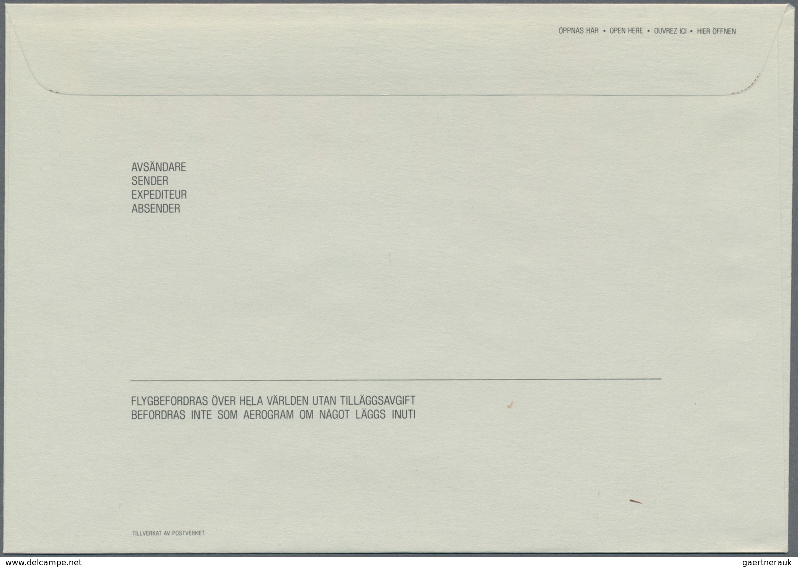 Schweden - Ganzsachen: 1976, A Completely Unprinted Airmail Folded Letter, As Comparison The Normal - Postal Stationery