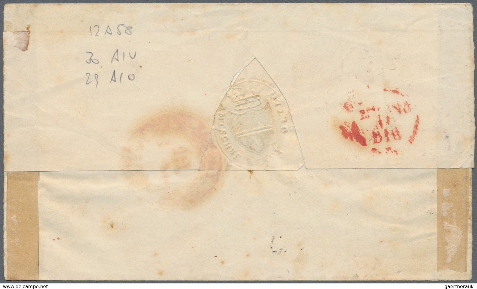 Schweiz: 1850, Briefkuvert Von Olten Nach NEAPEL Via Mailand, Frankiert Mit Zwei Einzelmarken Rayon - Unused Stamps