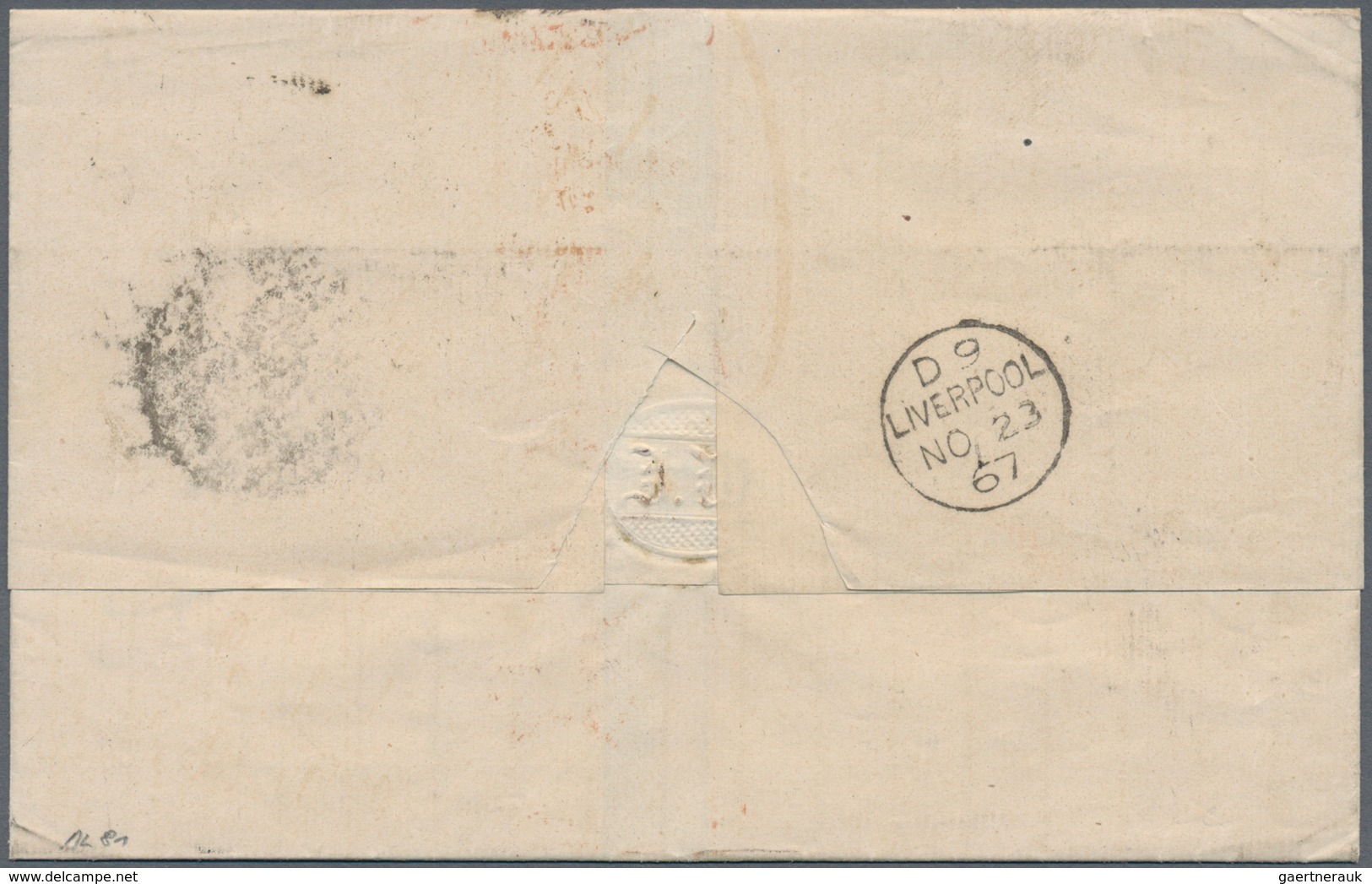 Schweiz: 1862, 2x 50 C Dunkellila Auf PD-Faltbrief Von Zürich Nach Liverpool, Beigesetzt Roter Londo - Unused Stamps