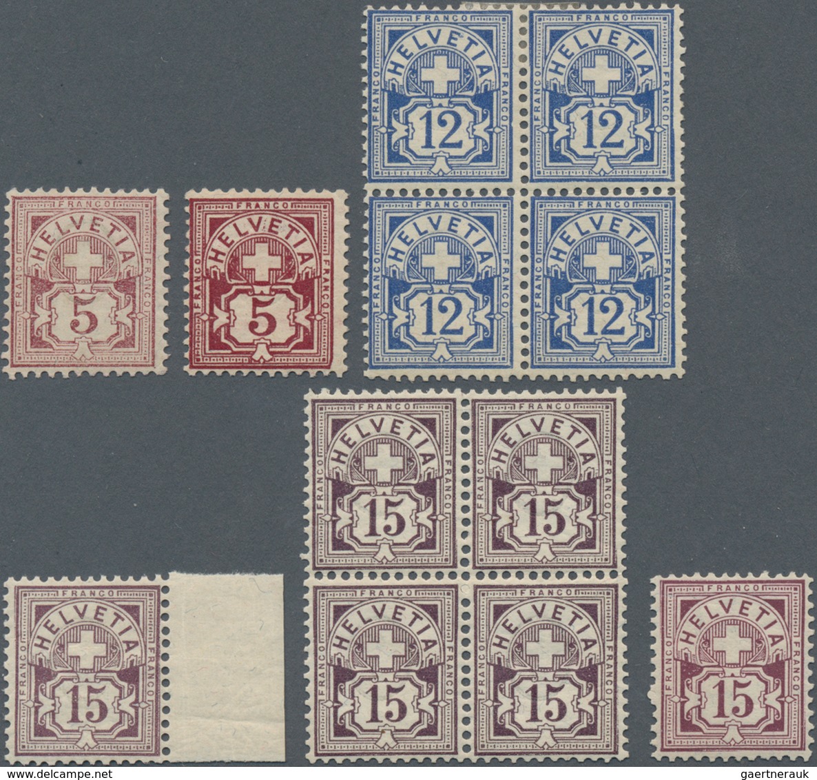Schweiz: 1882/1906: 12 Postfrische/ungebrauchte Ziffernmarken, Mit Zwei Einzelwerten 5 Rp. Bräunlich - Unused Stamps