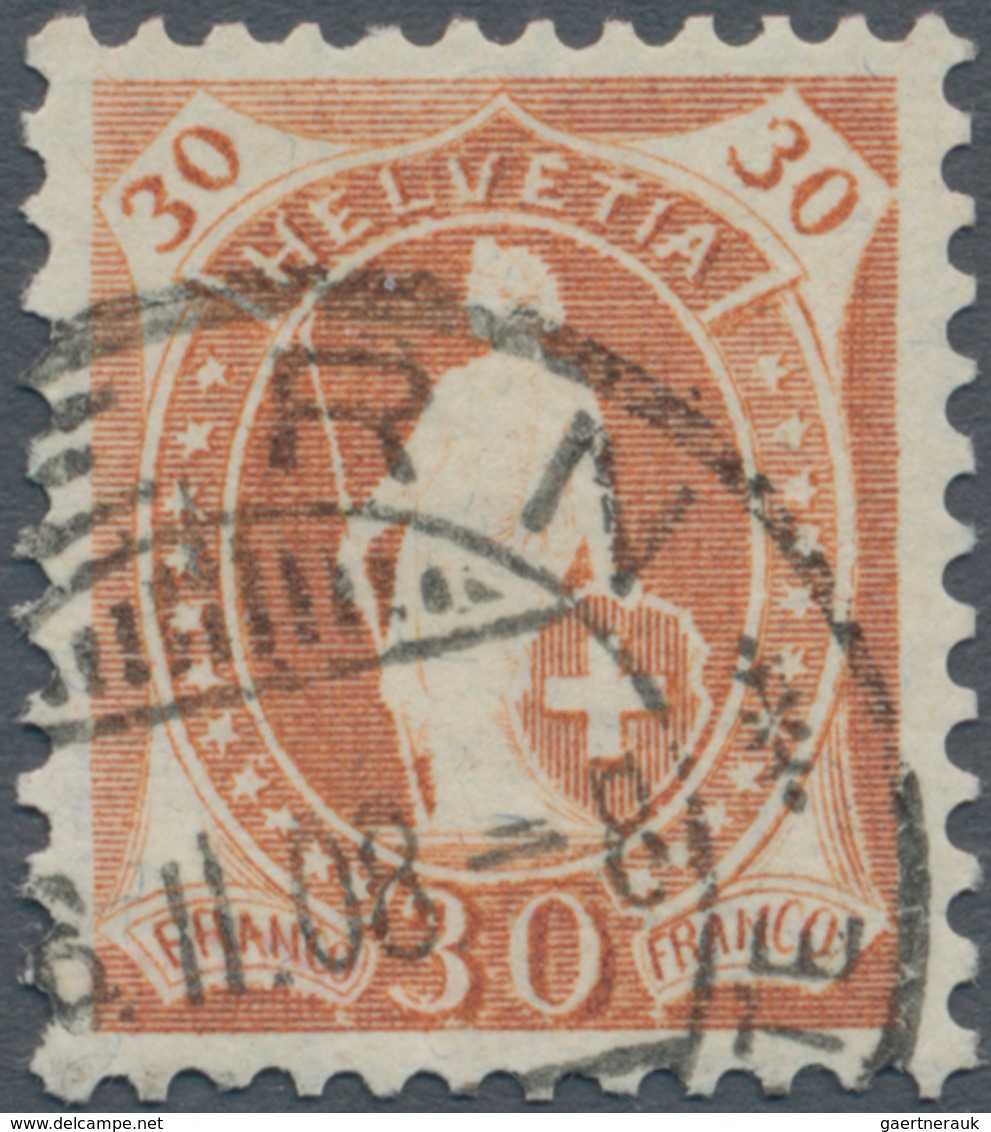 Schweiz: 1907 30 Rp. Orangebraun Auf Faserpapier, Gezähnt 11½:11, Gebraucht Und Sauber Entwertet "BE - Unused Stamps