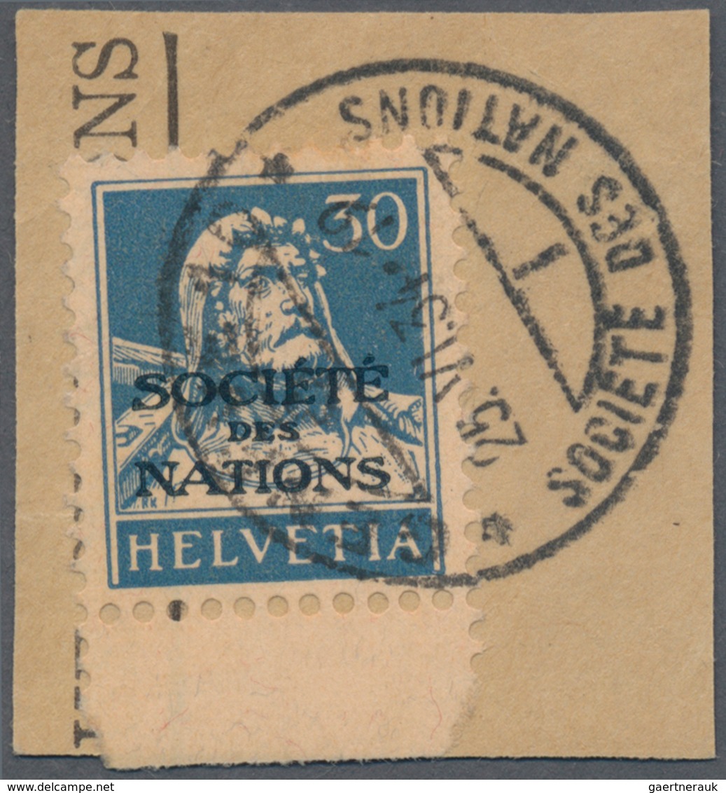 Schweiz - Völkerbund (SDN): 1932, 30 C. Blau Auf Papier Mit Geriffelter Gummierung (Zu. 20z), Unterr - VN