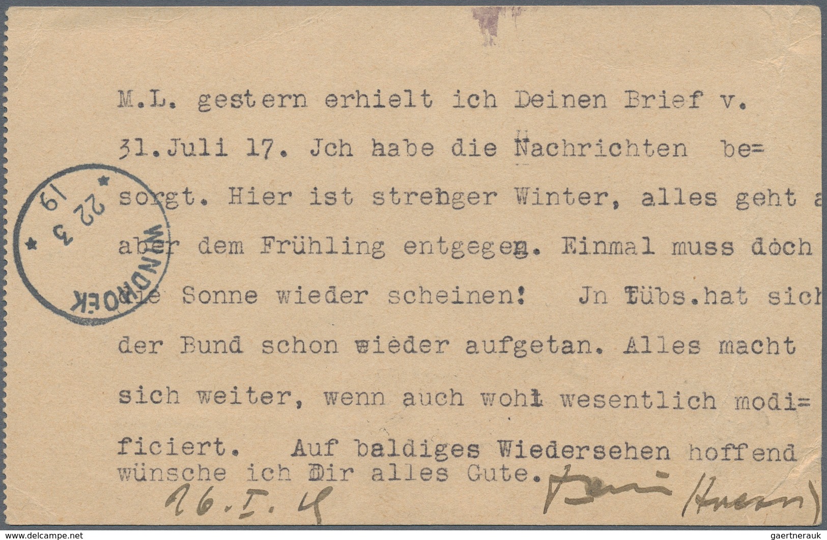 Schweiz - Ganzsachen: 1919 Destination WESTAFRIKA: Ganzsachenkarte Tell 7½ Rp. Grau, Type II Mit Gez - Stamped Stationery