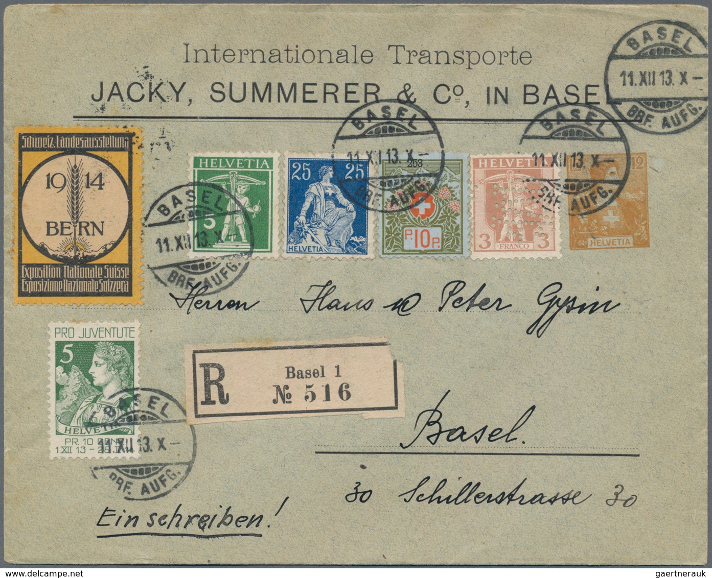 Schweiz - Privatganzsachen: 1913 Privatganzsache Zu 12 Rp. Des Transportunternehmens Jacky, Summerer - Stamped Stationery