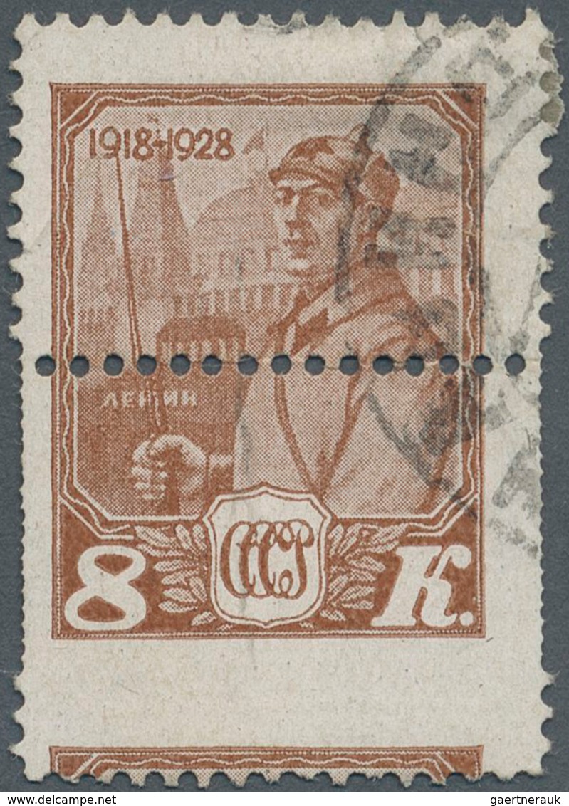 Sowjetunion: 1928, 10th Anniversary Of Red Army, 8 Kop. With Shifted Perforated Fine Used. - Covers & Documents