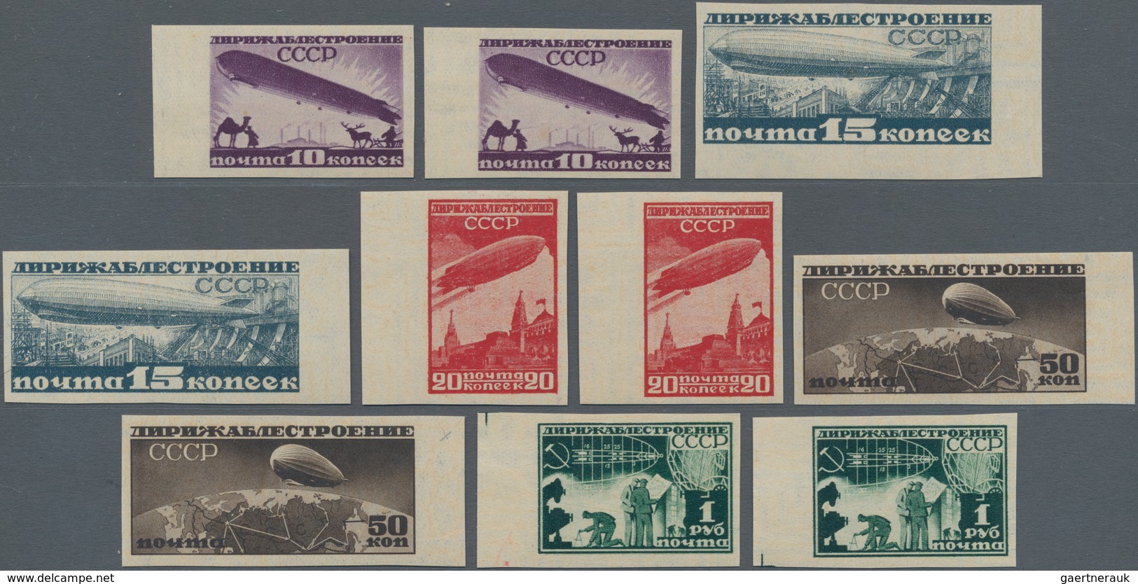 Sowjetunion: 1931, Zeppelin Issue, Two Complete Imperforated Sets Mint Never Hinged (Mi. 800 €) - Covers & Documents