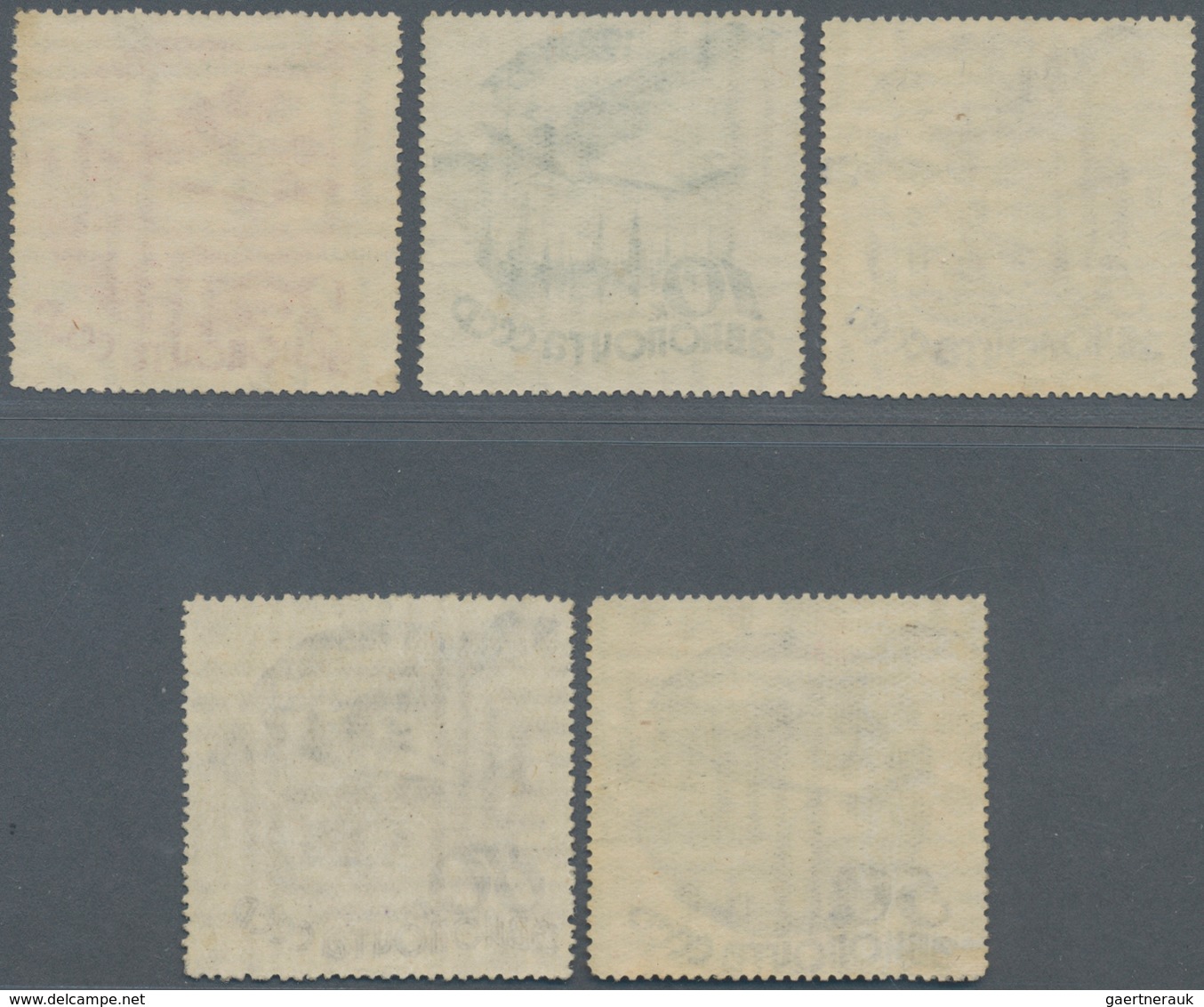 Sowjetunion: 1934 Air Complete Set Of Five, 5k To 50k With Watermark Sideways, 80k With Watermark Up - Covers & Documents