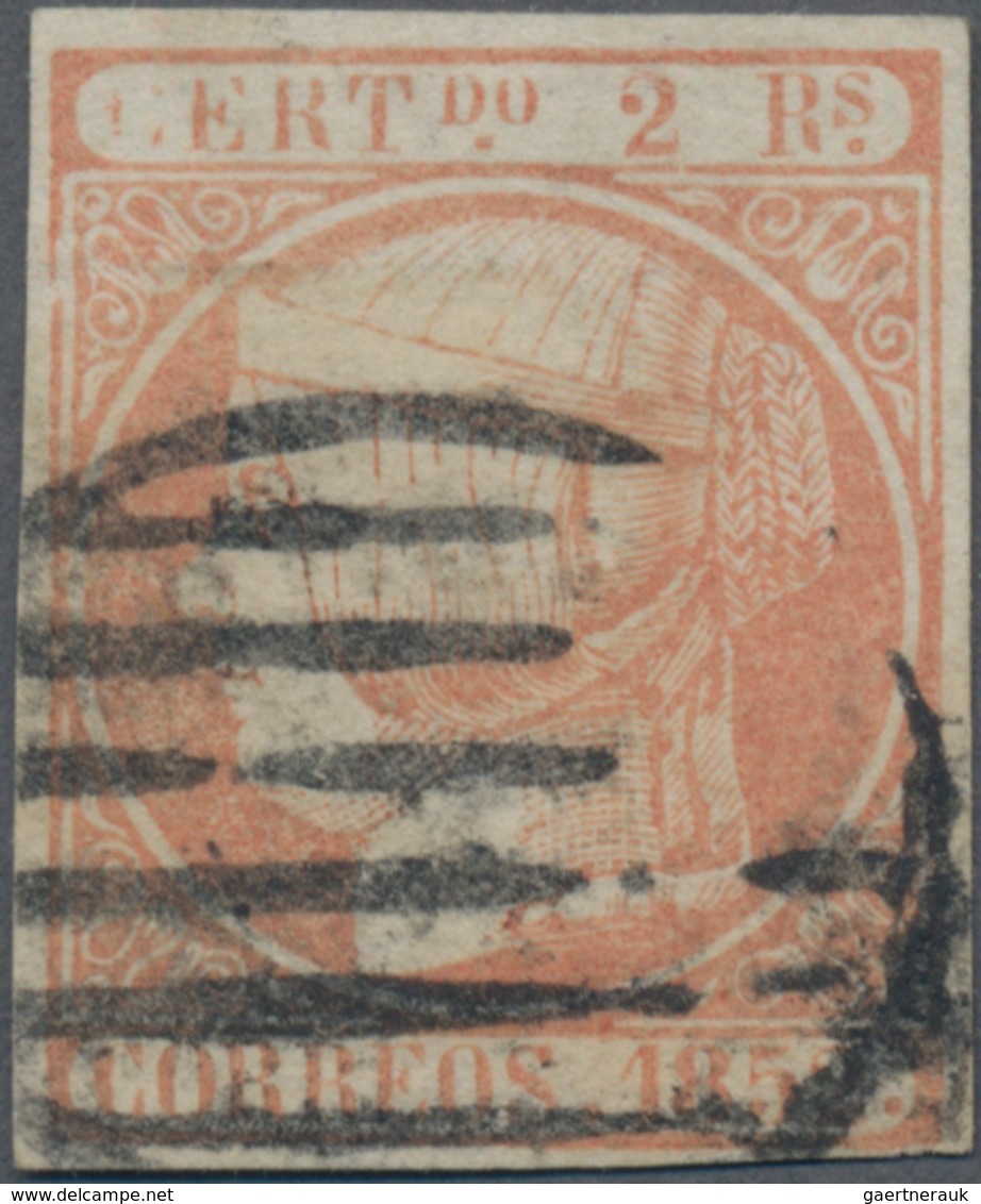 Spanien: 1852, 2r. Pale Orange, Fresh Colour And Close To Full Margins, Clearly Oblit. By Circular B - Used Stamps