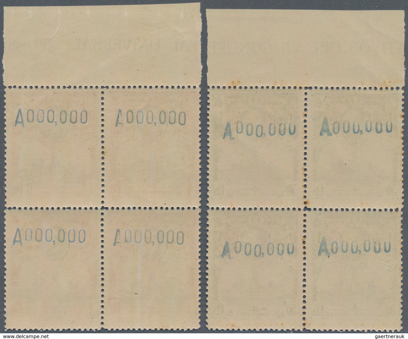 Spanien: 1920, 7th United Postal Union Congress Complete Set In Blocks Of Four With 1c. + 2c. Withou - Gebraucht