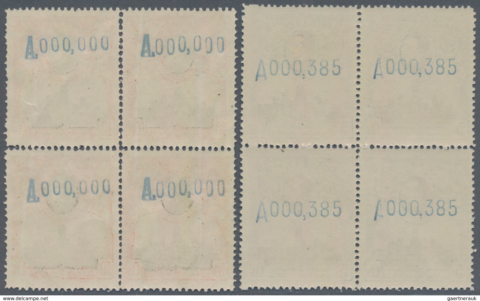 Spanien: 1920, 7th United Postal Union Congress complete set in blocks of four with 1c. + 2c. withou