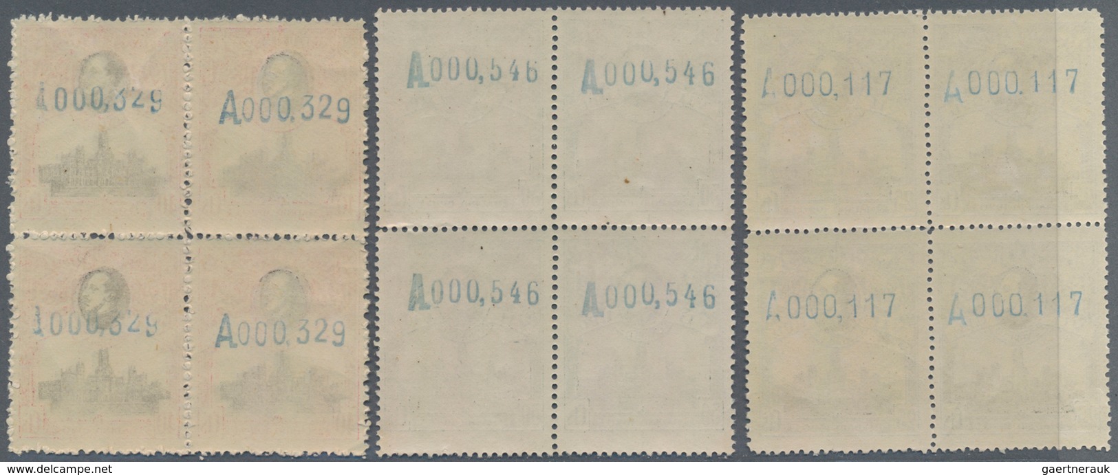 Spanien: 1920, 7th United Postal Union Congress complete set in blocks of four with 1c. + 2c. withou
