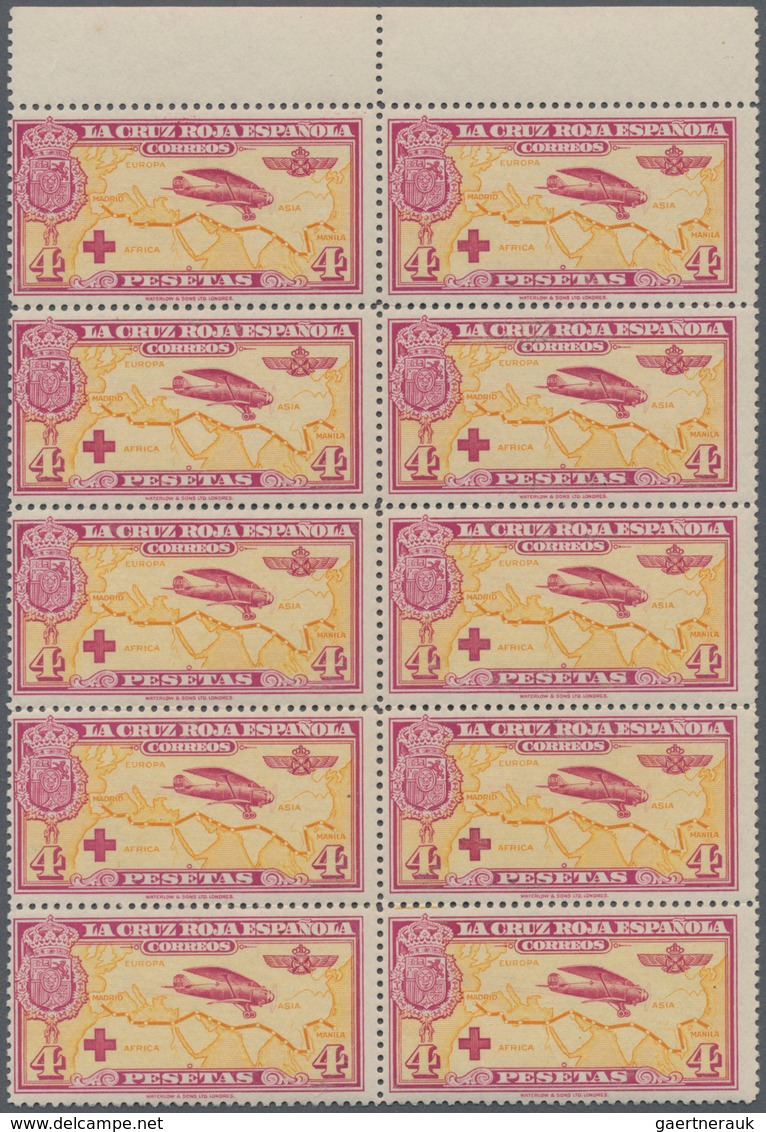 Spanien: 1926, Red Cross And Spanish Oversea Flights Showing Different Airplanes Complete Set Of Ten - Used Stamps