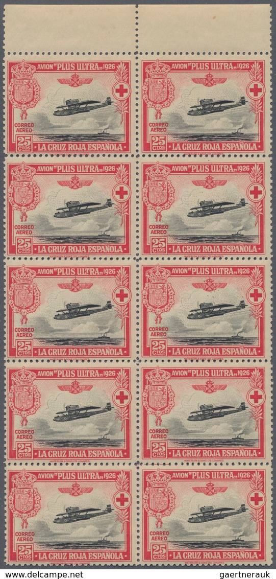 Spanien: 1926, Red Cross And Spanish Oversea Flights Showing Different Airplanes Complete Set Of Ten - Used Stamps