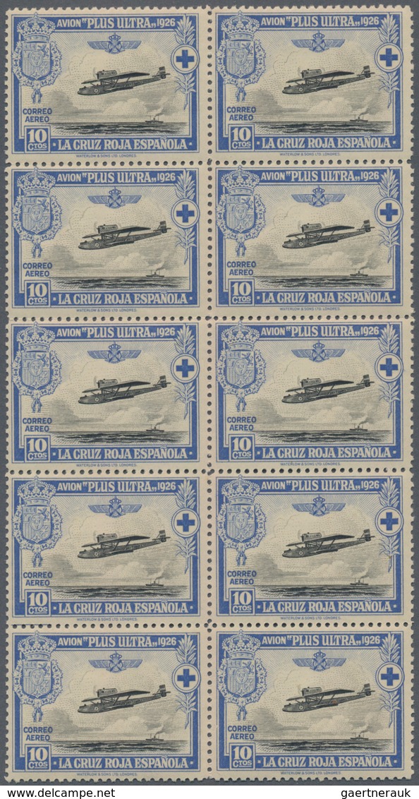 Spanien: 1926, Red Cross and spanish oversea flights showing different airplanes complete set of ten