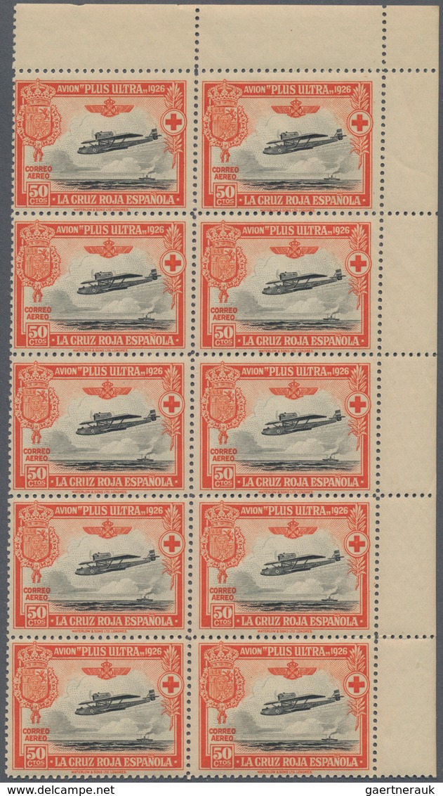 Spanien: 1926, Red Cross and spanish oversea flights showing different airplanes complete set of ten