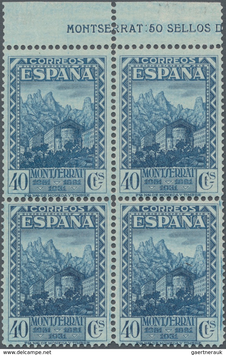 Spanien: 1931, 900 Years Montserrat Monastery 40c. Blue Perf. 11¼ With Blue Control Number 'A000,276 - Used Stamps