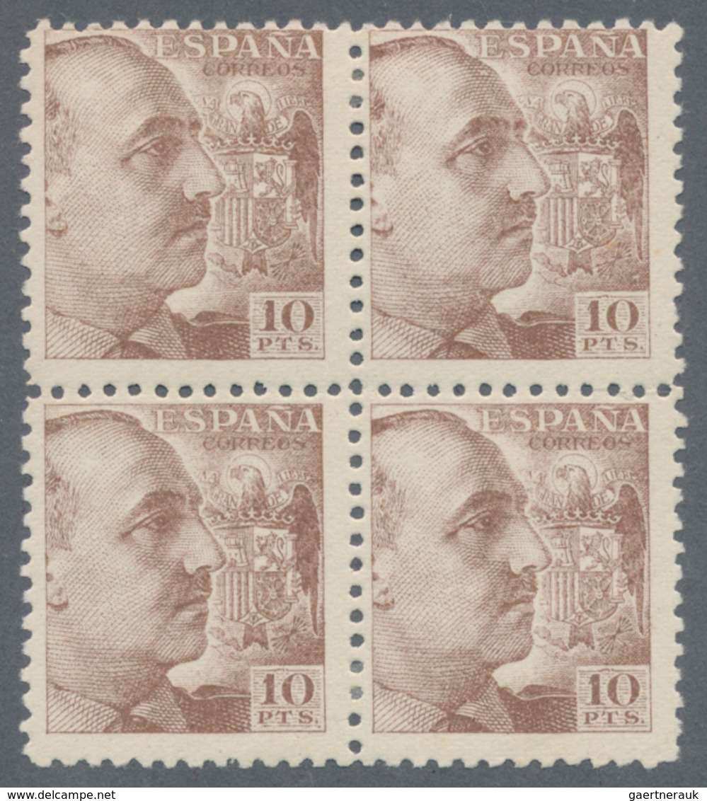 Spanien: 1940, General Franco Definitive 10 PTS. Brown Block Of Four, All Stamps Mint Hinged, Mi. € - Gebraucht