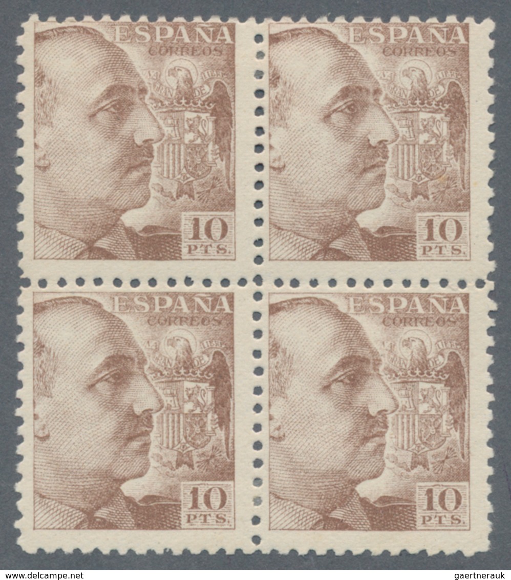 Spanien: 1940, General Franco Definitive 10 PTS. Brown Block Of Four, All Stamps Mint Hinged, Mi. € - Gebraucht