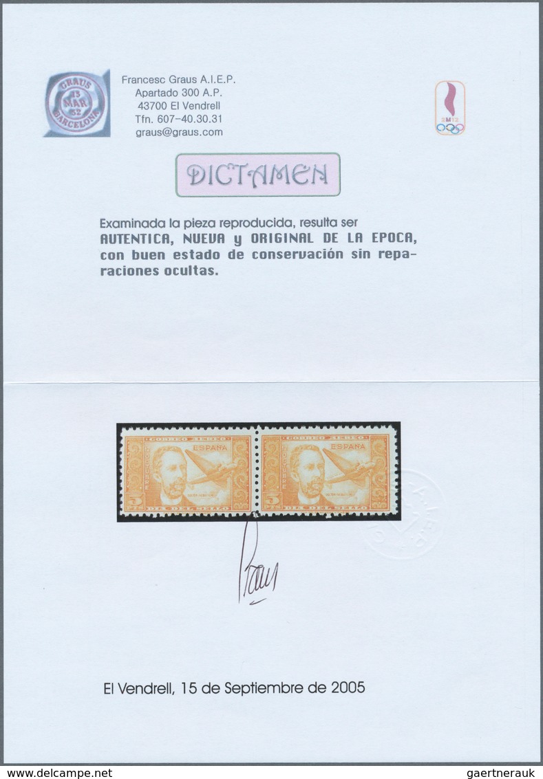 Spanien: 1944, Airmail Stamp 5pts. "Dr.Thebussem", Color Variety "orange", Horiz. Pair, Unmounted Mi - Used Stamps