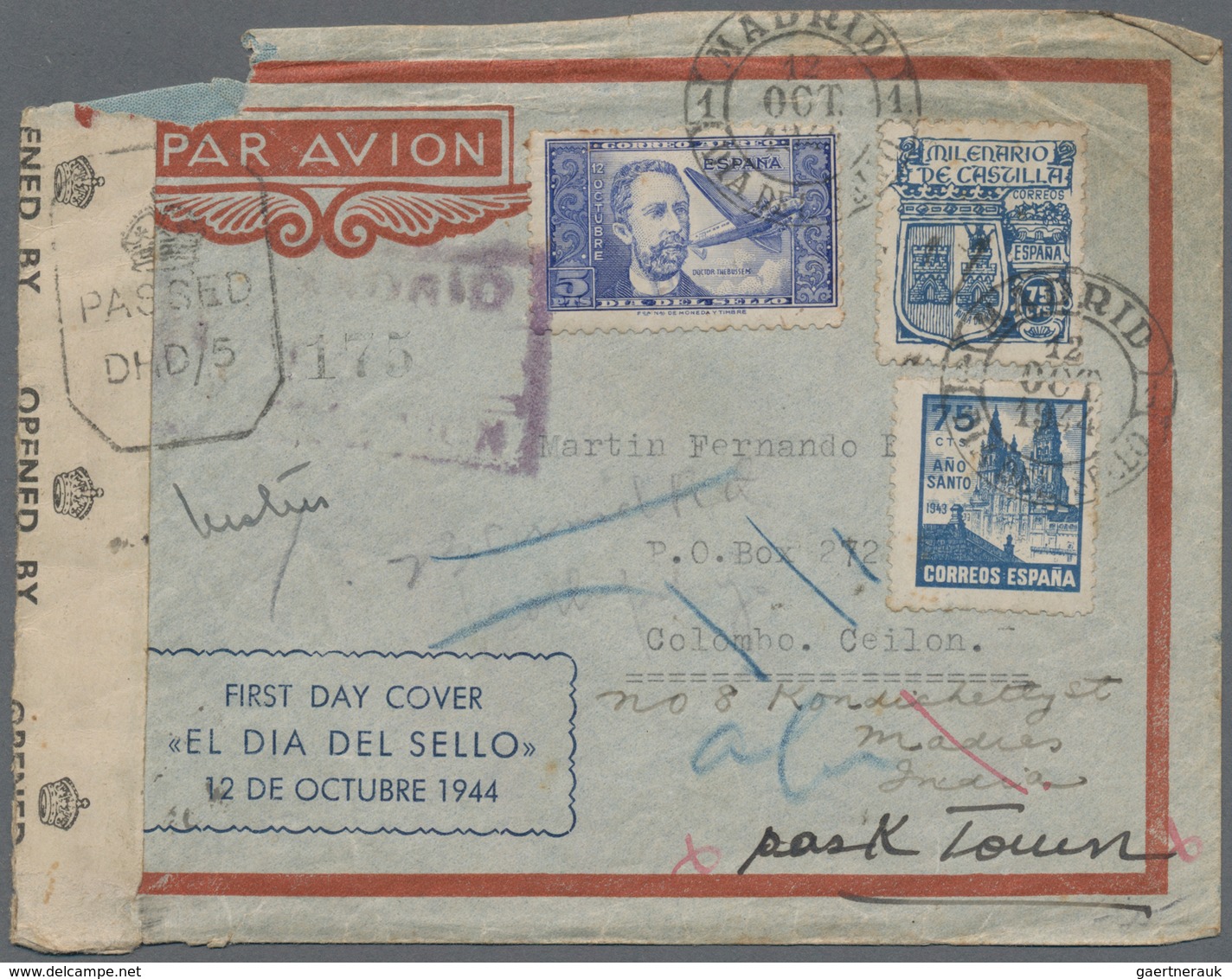 Spanien: 1944, 5pts. "Dr.Thebussem/Day Of The Stamp" In Combination With 75c. "Santiago De Compostel - Gebraucht