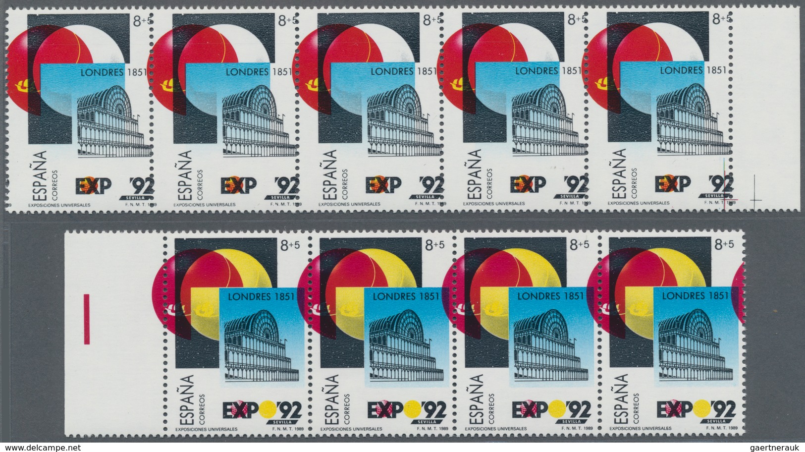 Spanien: 1989, EXPO '92 Sevilla 8+5pta. 'Cristal Palace London' Unusual Group With 24 Stamps All Wit - Gebraucht