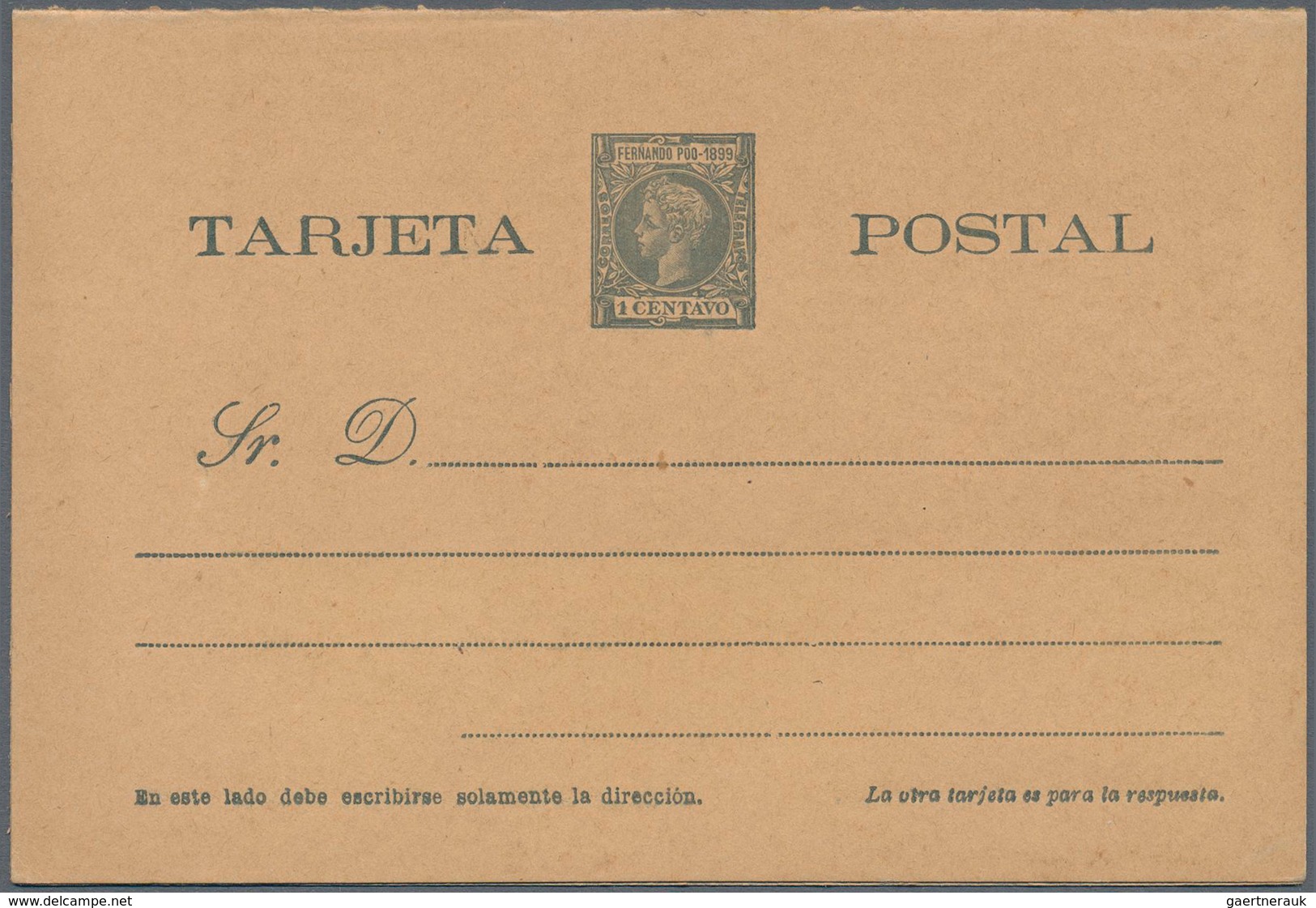 Spanien - Ganzsachen: 1899. Lot Of 4 Reply Cards Alfonso XIII Infante "Fernando Poo-1899": One Card - 1850-1931