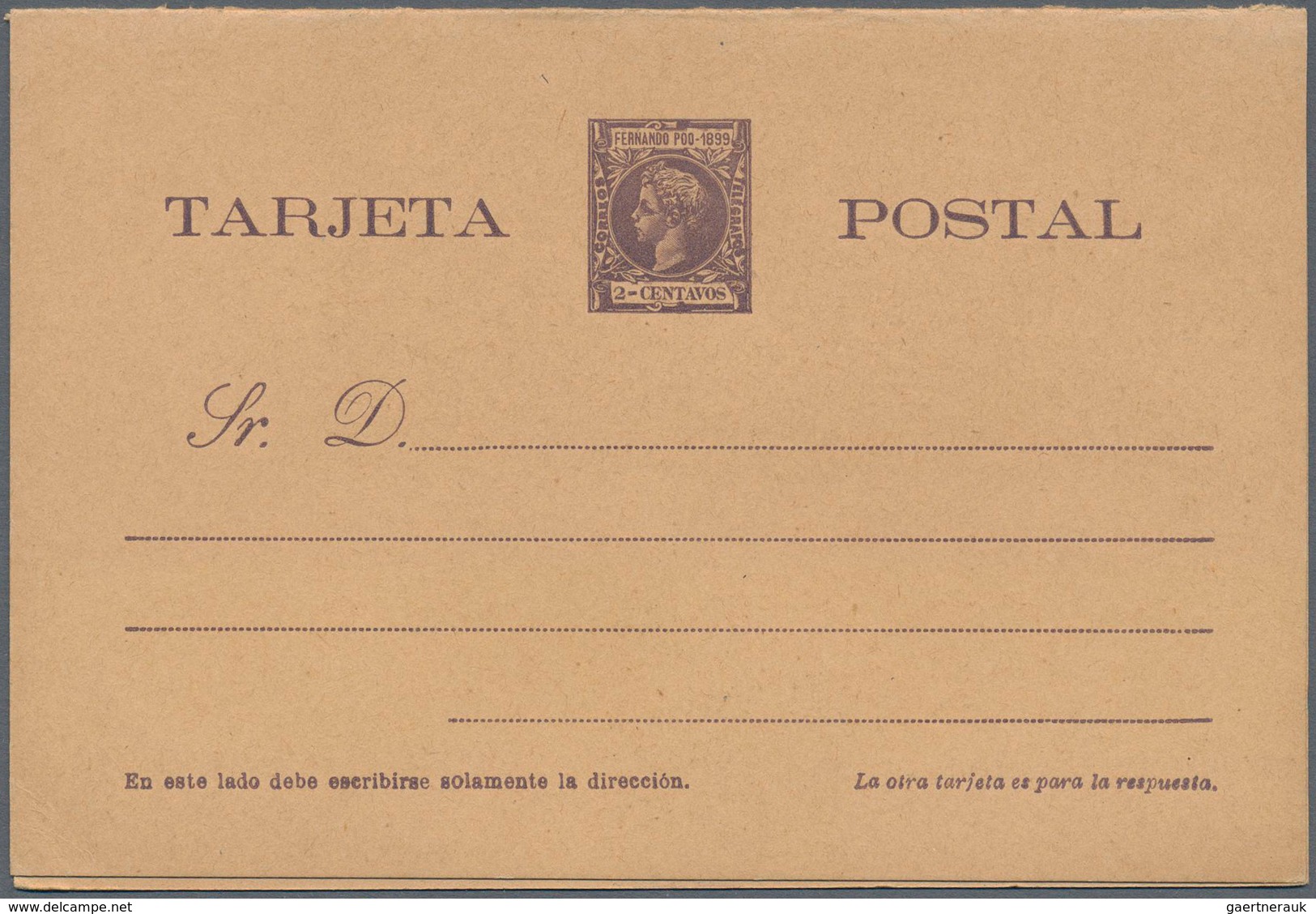 Spanien - Ganzsachen: 1899. Lot Of 4 Reply Cards Alfonso XIII Infante "Fernando Poo-1899": One Card - 1850-1931