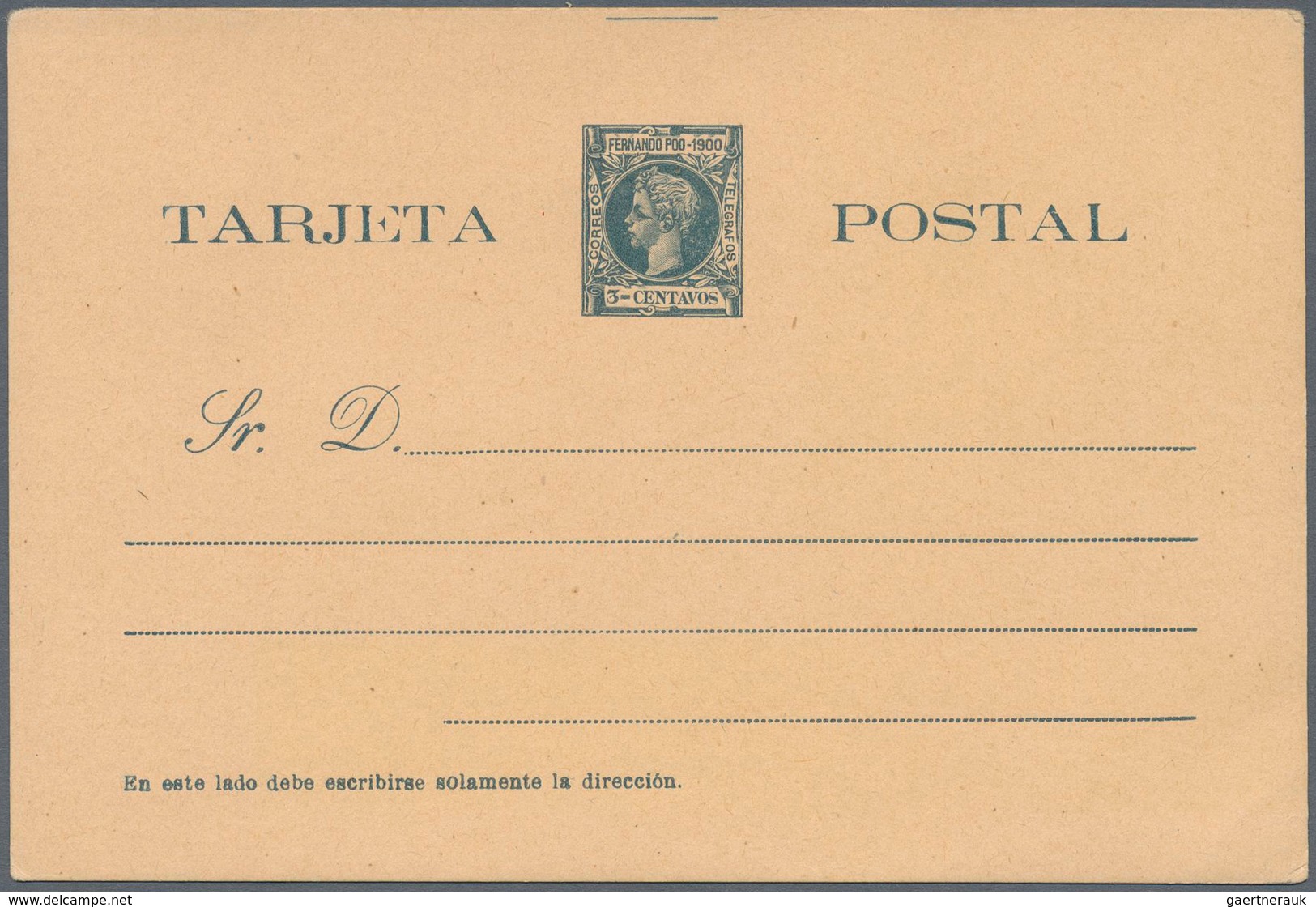 Spanien - Ganzsachen: 1900. Lot of 4 postcards Alfonso XIII Infante "Fernando Poo-1900": one card 5m