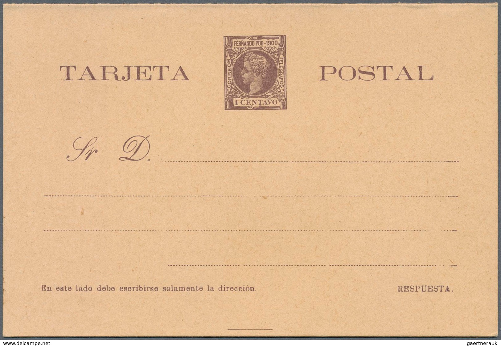 Spanien - Ganzsachen: 1900. Lot Of 4 Reply Cards Alfonso XIII Infante "Fernando Poo-1900": One Card - 1850-1931