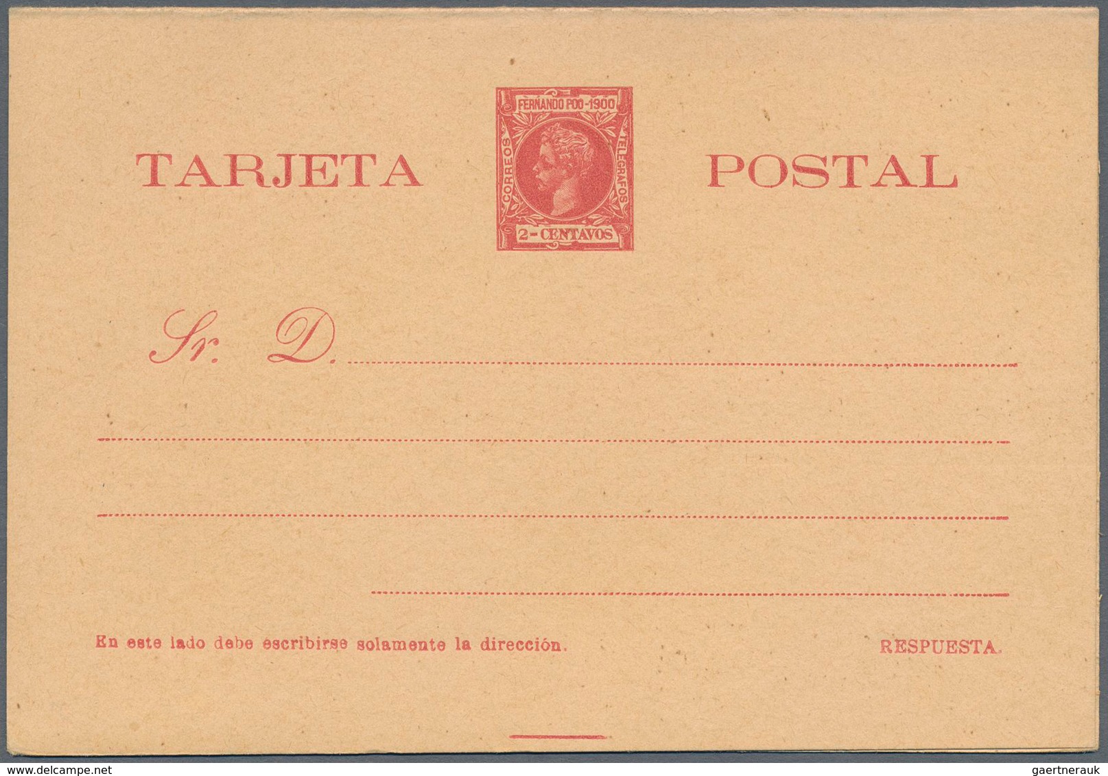 Spanien - Ganzsachen: 1900. Lot Of 4 Reply Cards Alfonso XIII Infante "Fernando Poo-1900": One Card - 1850-1931