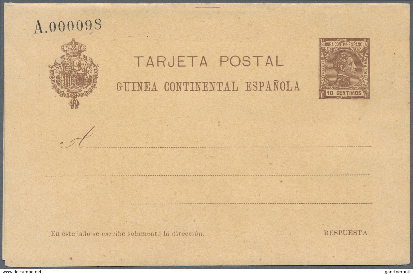 Spanien - Ganzsachen: 1903/1907. Lot of 2 postcards and 3 reply cards Alfonso XIII "Guinea": Infante