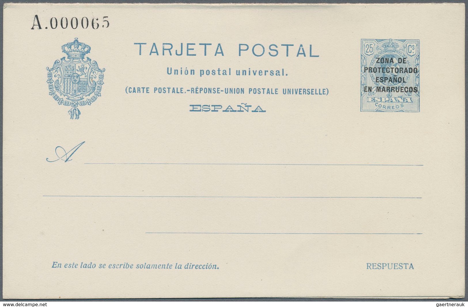 Spanien - Ganzsachen: 1924. Lot of 4 postcards Alfonso XIII Medallón "Zona de Protectorado Espanol e