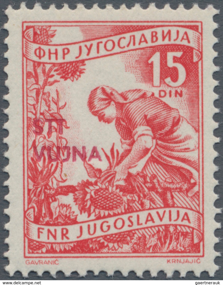 Triest - Zone B: 1953, Yugoslavia Definitive 15din. Red (farmer With Sunflowers) In Scarce TYPE II ( - Marcophilia