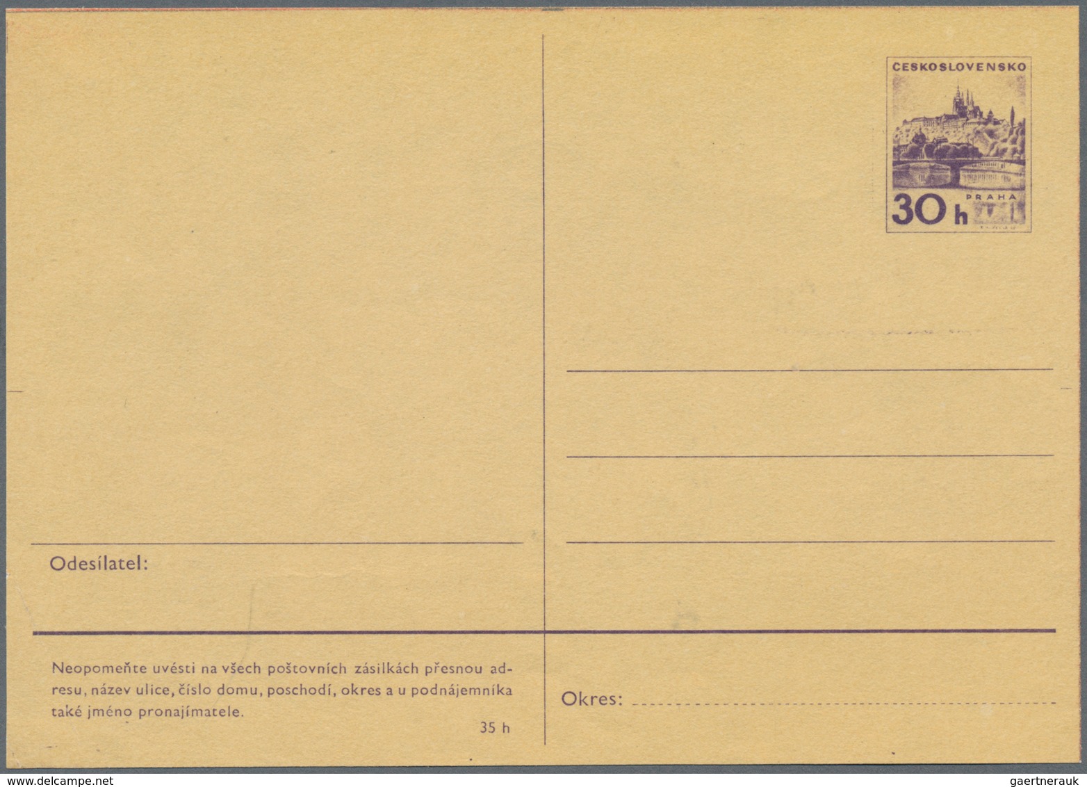 Tschechoslowakei - Ganzsachen: 1968, 30 H 'Castle Of Bratislava' Postal Stationery Card, PROOF In Da - Ansichtskarten