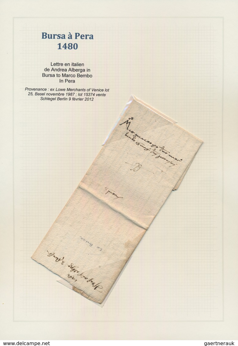 Türkei - Vorphilatelie: 1480, Folded Merchant Envelope From Bursa To Pera, Message "merchant Andrea - ...-1858 Prephilately