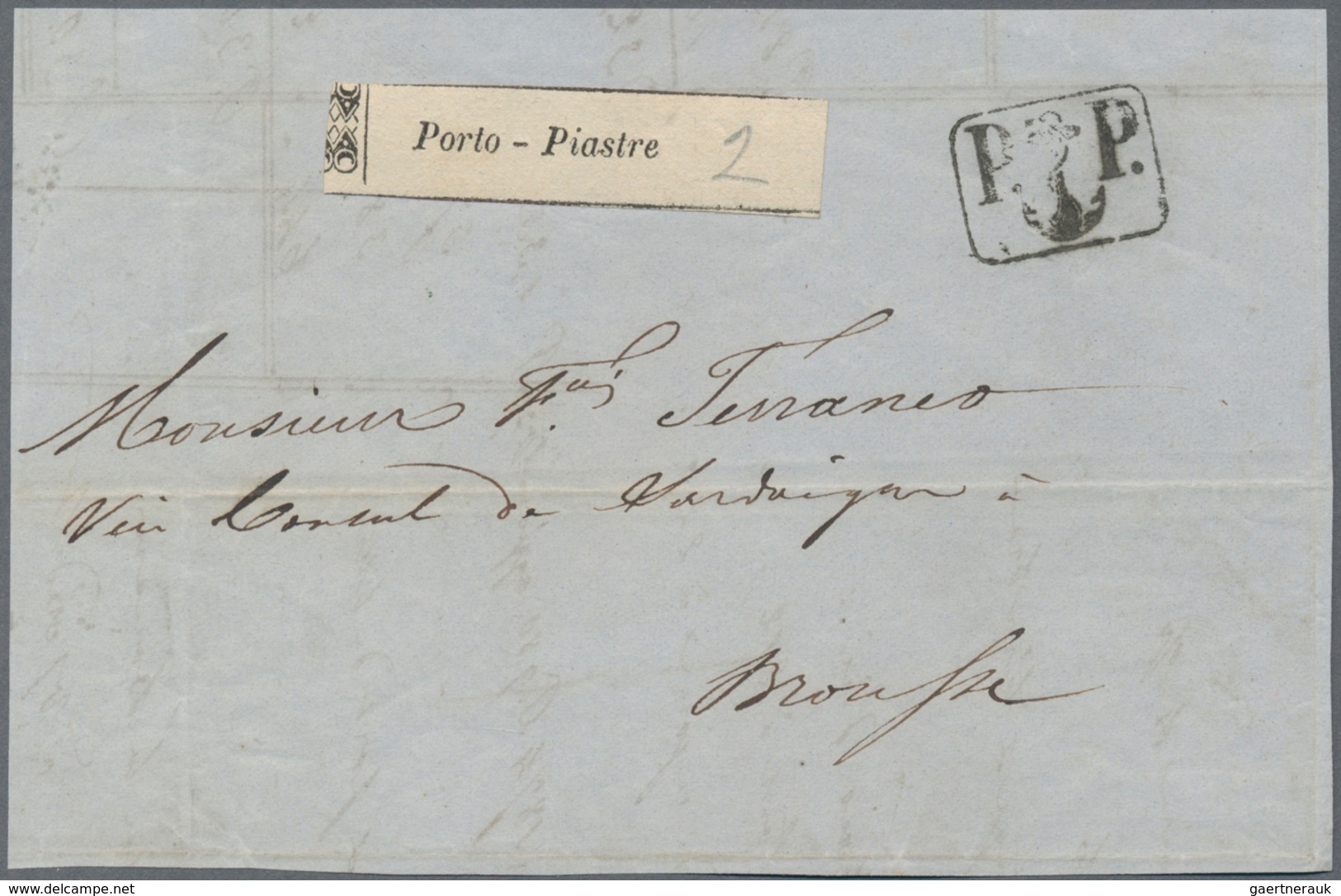 Türkei: 1859 Front Part Of Invoice Sent From Constantinople To Brousse (Bursa) C/o The Consul Of Sar - Briefe U. Dokumente