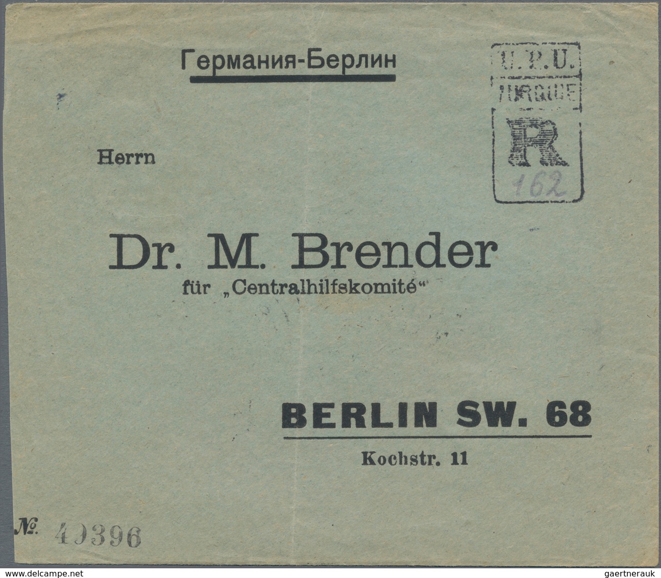 Türkei: 1924 Registered Mail From Pera To Berlin With Nice Single Franking And U.P.U. R-stamp, Light - Covers & Documents