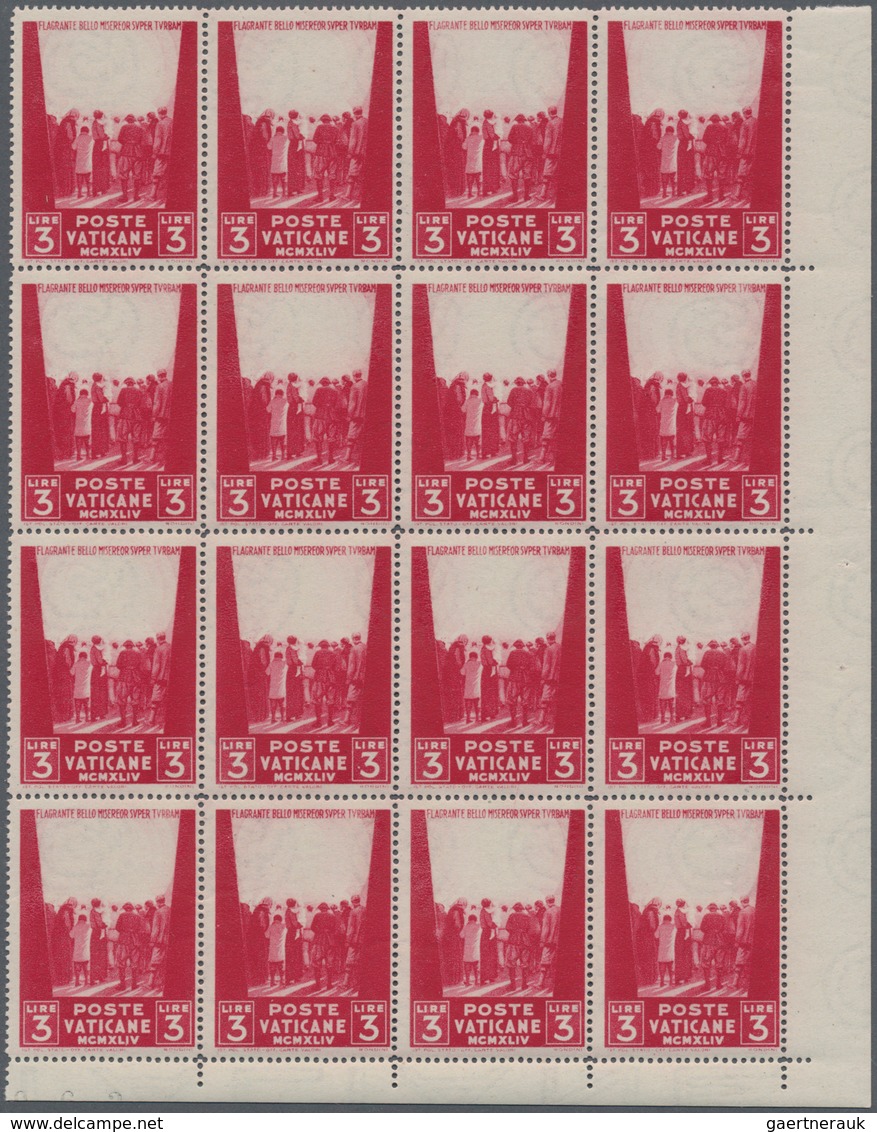 Vatikan: 1945, Relief Organisation For The Victims Of War 3l. Dark Carmine With MISSING BACKGROUND I - Ungebraucht