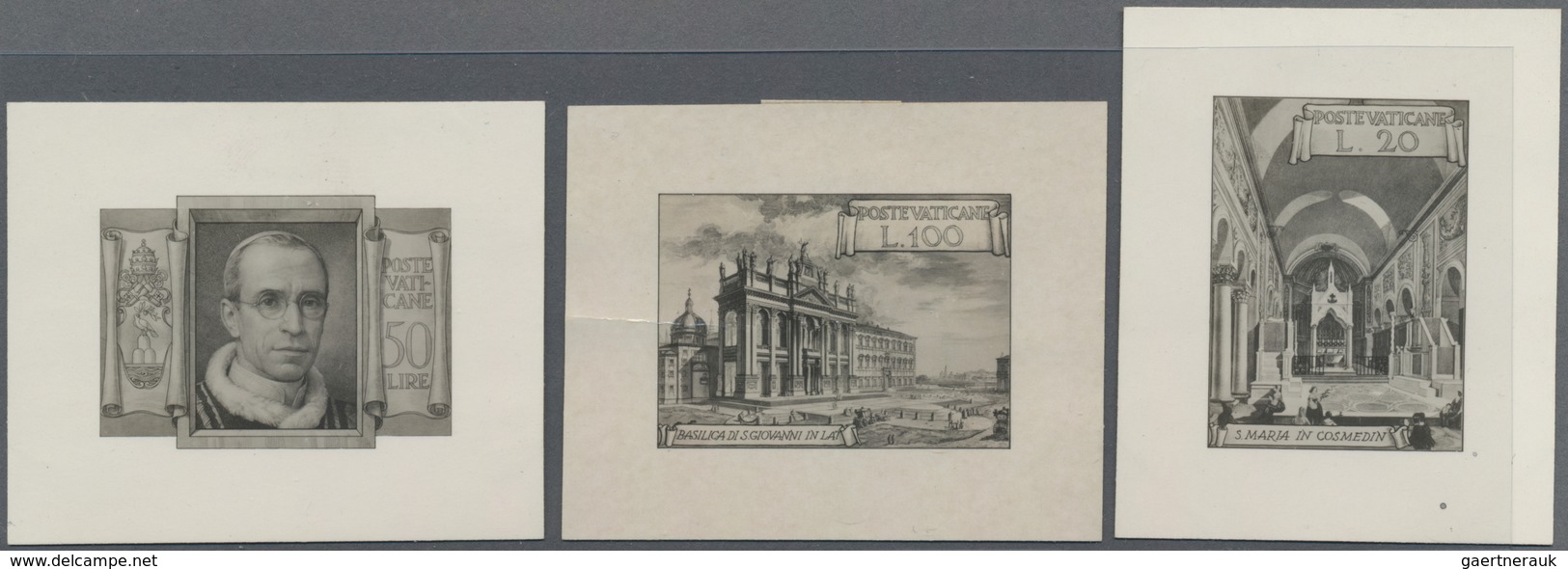 Vatikan: 1949: Three Photo-reduction Models (contract Prints) For The Basilicas Series. - Unused Stamps