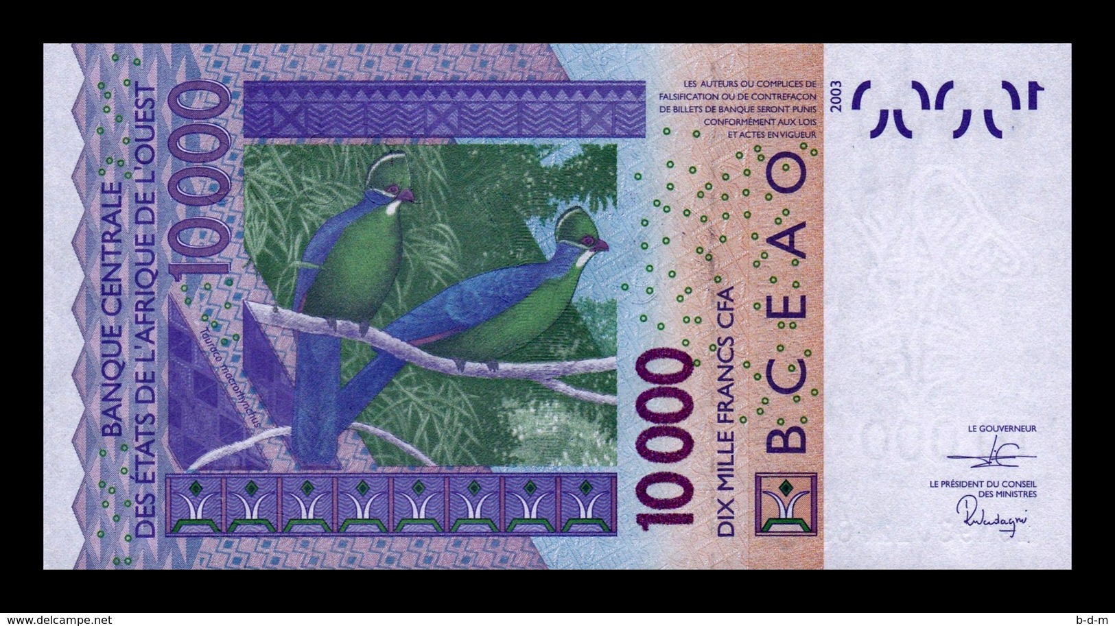 West African Burkina Faso 10000 Francs 2019 Pick 318Cs SC UNC - Burkina Faso