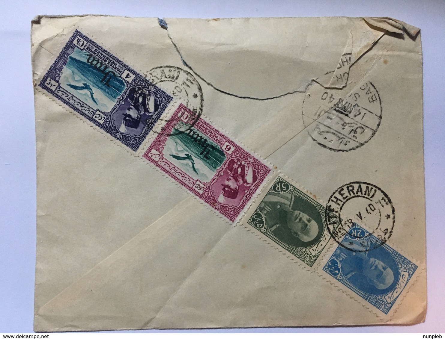 IRAN 1940 Air Mail Cover Tehran To London Via Baghdad Stamps To Rear - Iran