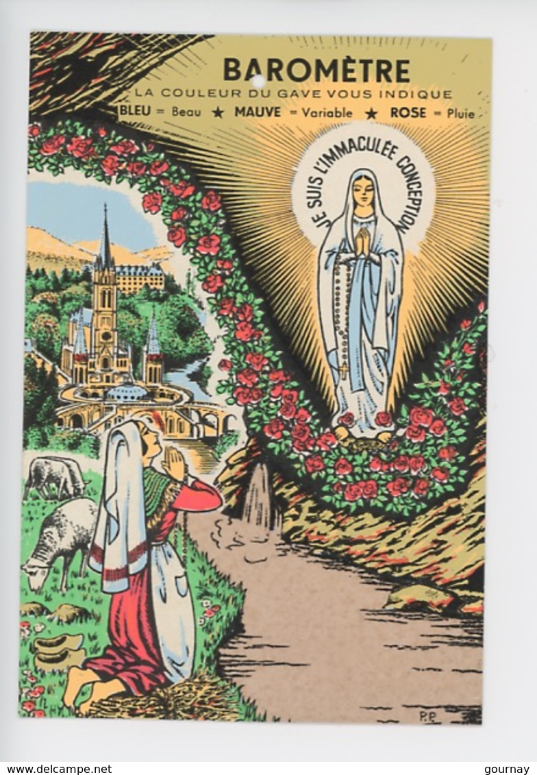 Lourdes : Barometre La Couleur Du Gave Vous Indique.... (Bernadette Basilique Apparition) Cp Vierge - Lourdes