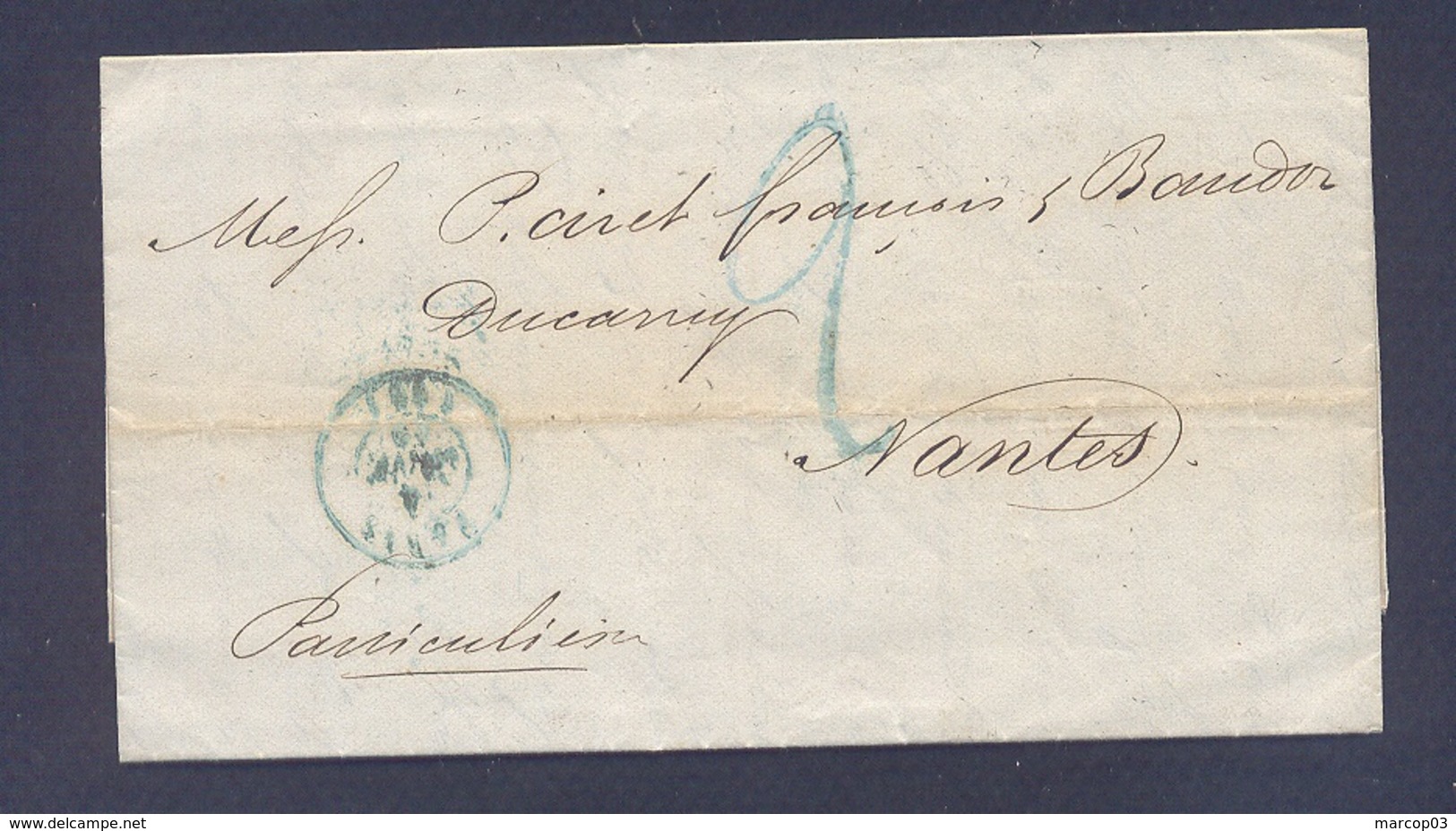 PARIS LAC Tad 15 Bleu Du 04/01/1849 Et Taxe Tampon 2 En Bleu. Rare Combinaison De Janvier 1849 TTB - 1849-1876: Classic Period