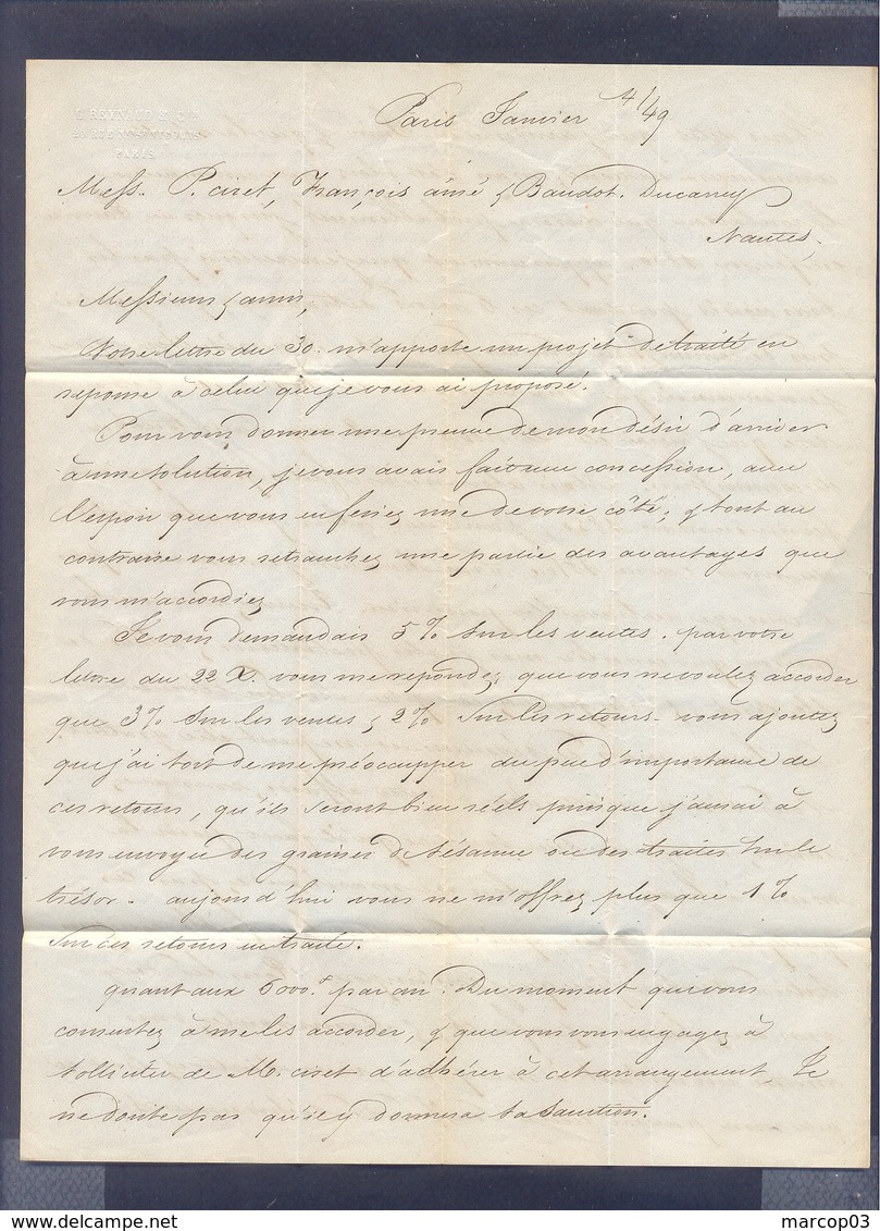 PARIS LAC Tad 15 Bleu Du 04/01/1849 Et Taxe Tampon 2 En Bleu. Rare Combinaison De Janvier 1849 TTB - 1849-1876: Classic Period