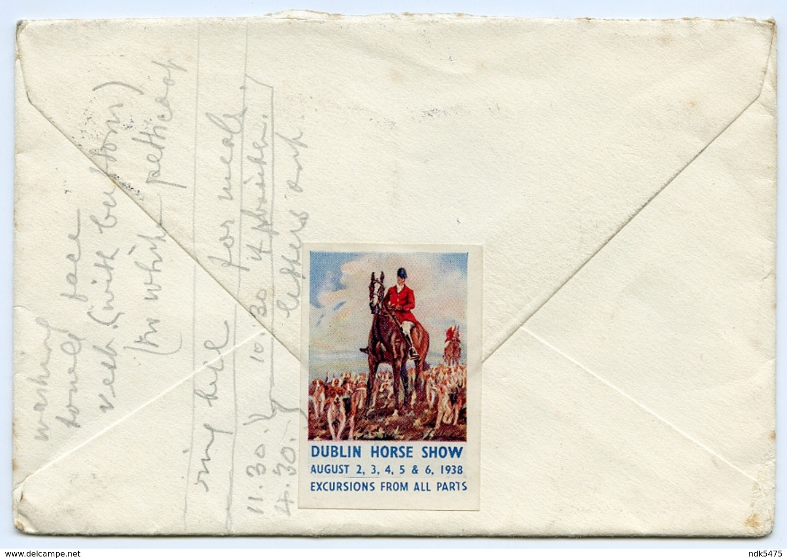 IRELAND : STAMP & CINDERELLA - DUBLIN HORSE SHOW, 1938 - Covers & Documents